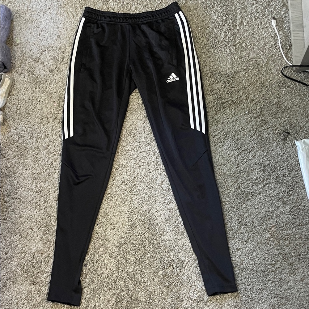 Adidas Black Joggers with White Stripes